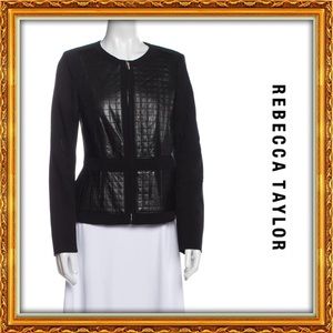 EUC | Rebecca Taylor Fitted Collarless Quilted Jacket